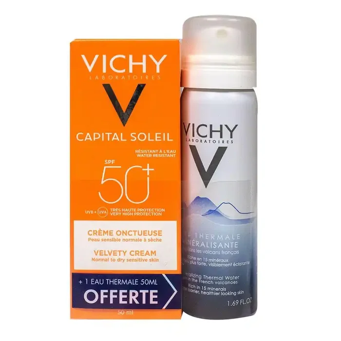 Capital Soleil crème onctueuse SPF50+ 50ml + eau thermale offerte