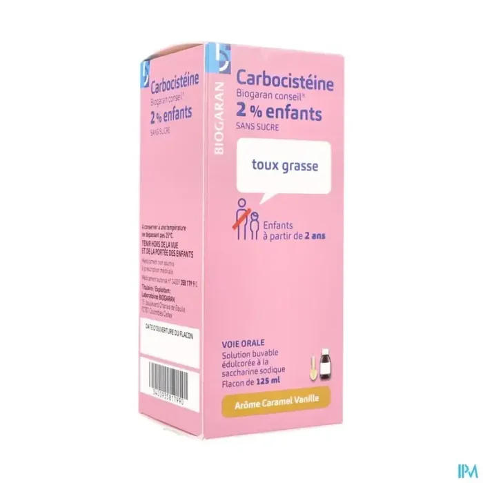 Carbocisteine biogaran 2% sans sucre enfant 125ml