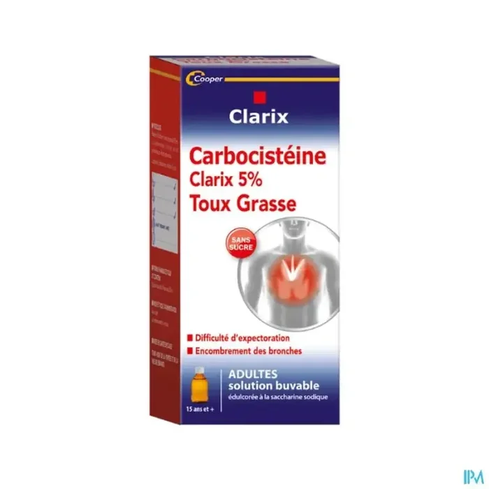 Carbocisteine clarix 5% adulte solution buvable 250ml
