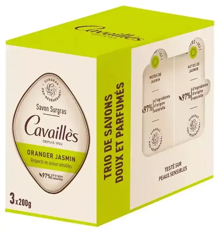 Cavaillès Savon Surgras Oranger Jasmin Peaux Sèches 3 x 200 gr
