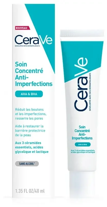 Cerave Acné Soin Concentré Anti-Imperfections 40 ml Enrichi Aux Aha Bha et Aux 3 Céramides Essentiels Pour Peaux à Imperfections et à Tendance Que