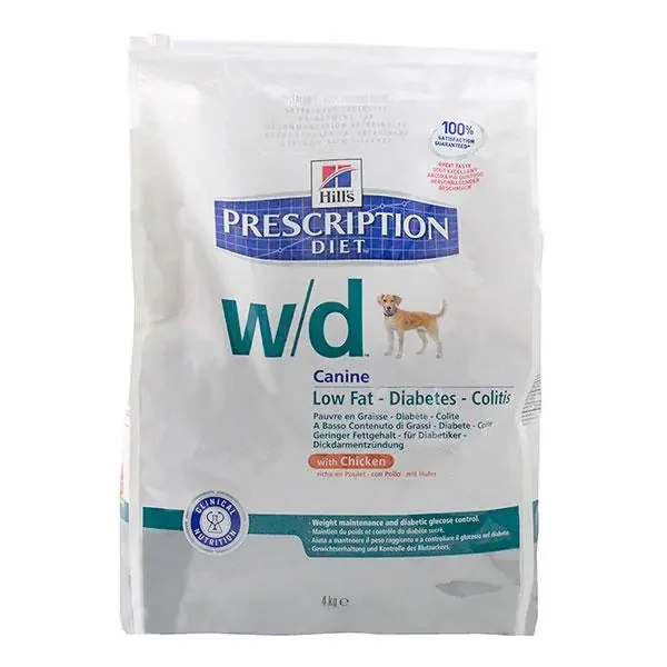Chien w/d Low Fat Diabète colites 4kg