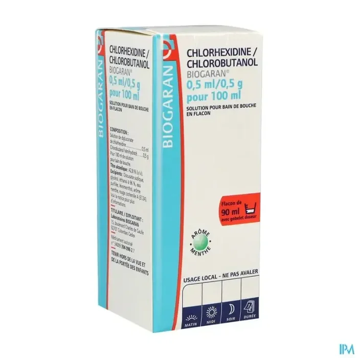 Chlorhexidine chlorobutanol biogaran 0ml5/0g5/100ml bain de bouche 90ml