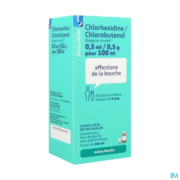Chlorhexidine chlorobutanol biogaran bain de bouche 200ml
