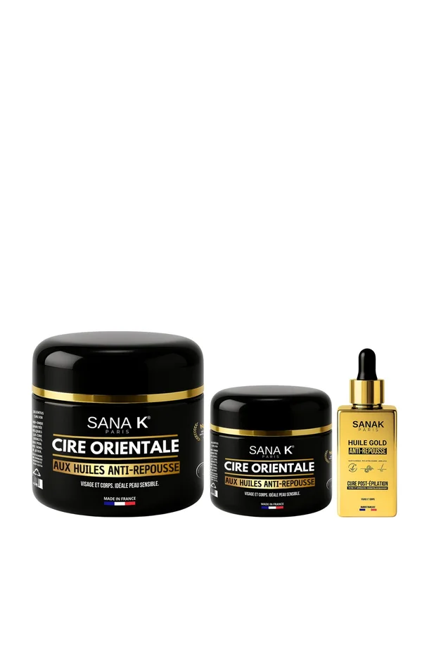Cires orientales & huile post épilation – Anti-repousse – Visage & corps – 3 produits