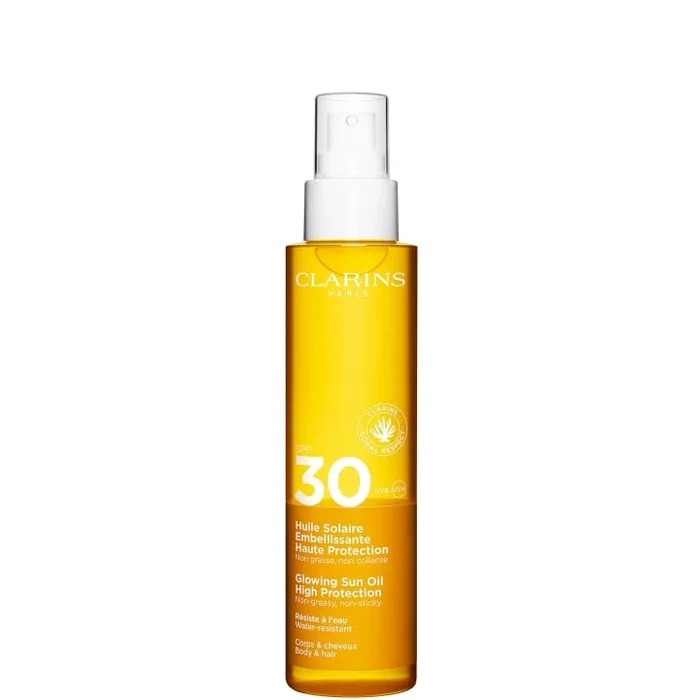 CLARINS Huile Solaire Embellissante Haute Protection Corps SPF30 Non Grasse, Non Collante