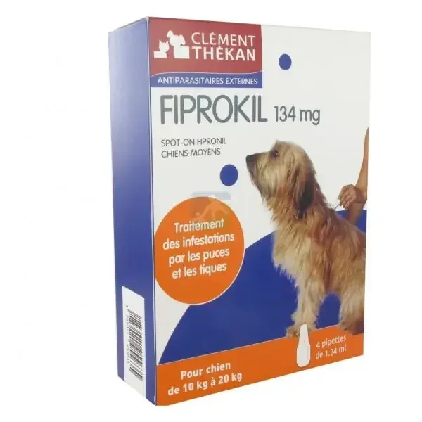 Clément Thékan Fiprokil Chien 10-20 kg – 4 x 1,34 ml