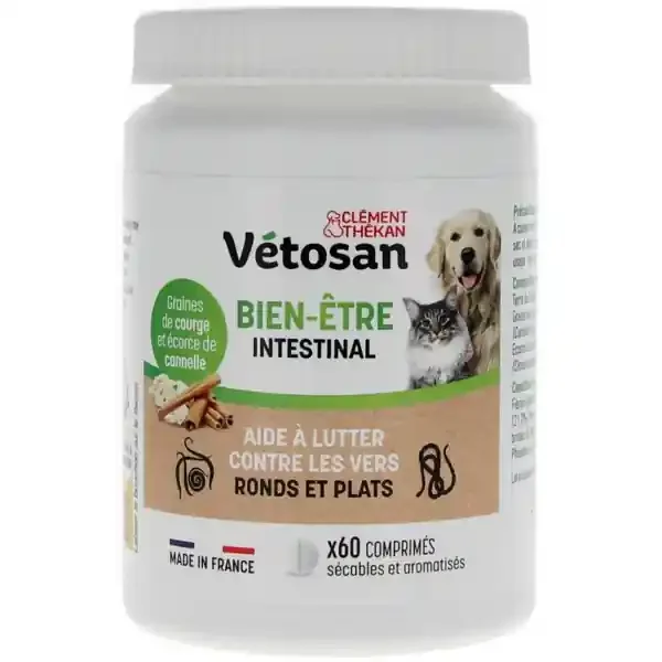 Clement Thékan Vetosan Bien-Etre Intestinal Spécial Vers Comprimés x 60