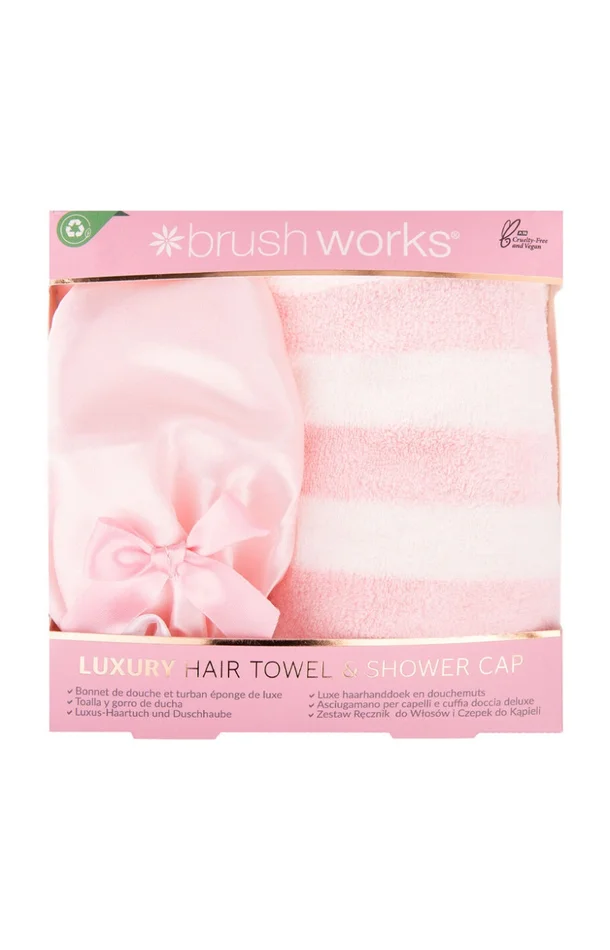 Coffret bonnet de douche & turban éponge – Cheveux