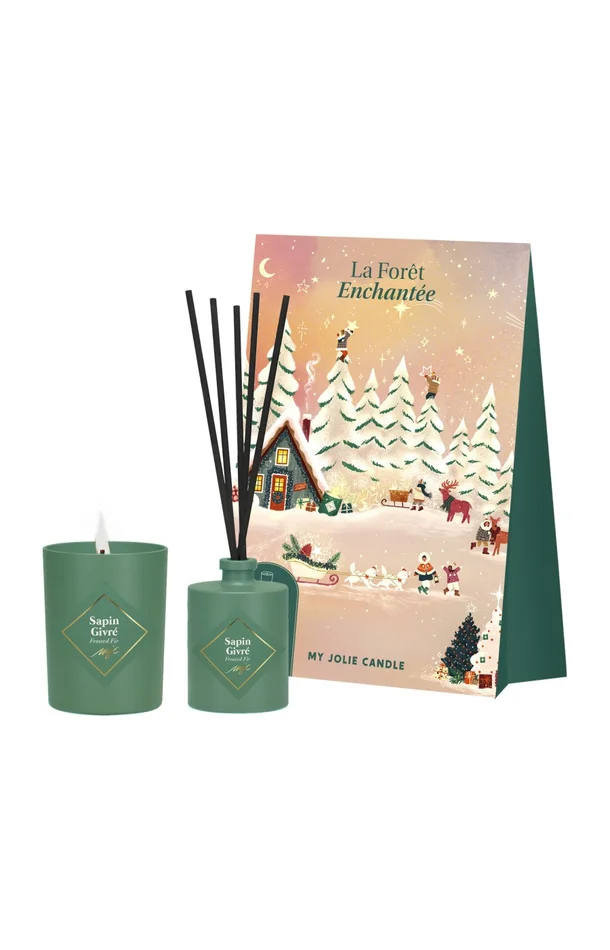 Coffret bougie & bouquet parfumés – La foret enchantée – Sapin givré