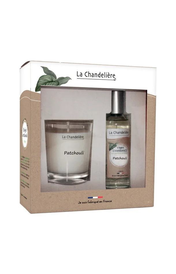 Coffret bougie & parfum d’intérieur – Patchouli