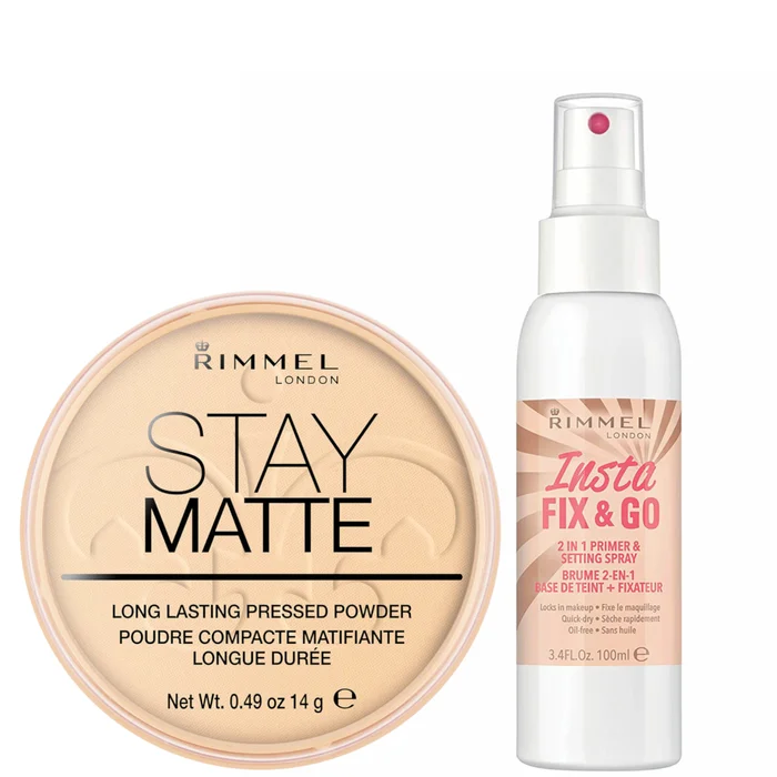 Coffret de poudre pressée et de spray fixateur Stay Matte Rimmel.