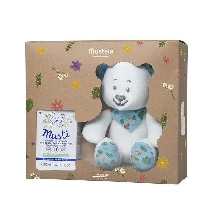 Coffret Musti Mixte Eau de Soin Parfumé 50 ml et Son Doudou Mustela