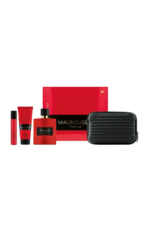 Coffret parfumé In Red – Boisé épicé – 4 produits – Homme