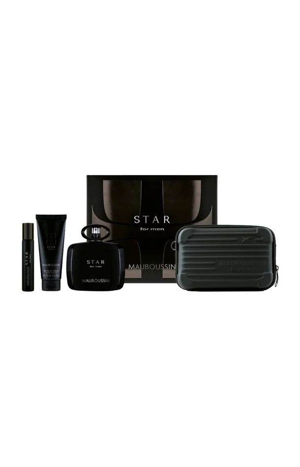 Coffret parfumé Star – Boisé ambré – 4 produits – Homme