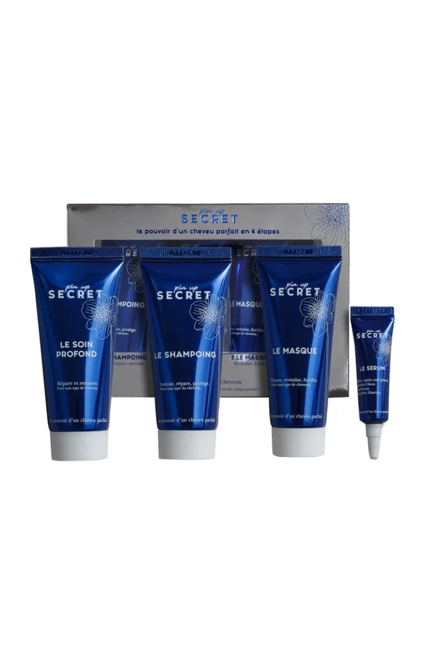 Coffret réparateur & fortifiant – Cheveux abîmés – Format voyage – 5 produits