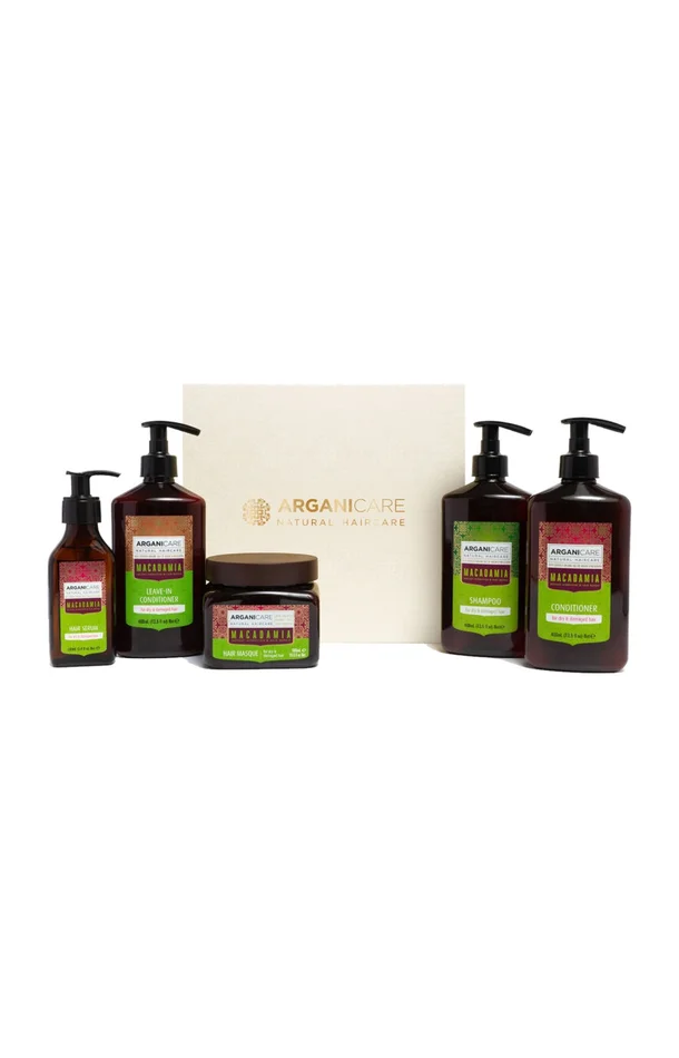 Coffret réparation intense – Argan & macadamia – Cheveux secs & abîmés – 5 soins