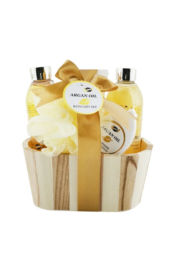Coffret sceau de bain en bois – Argan Oil – 4 produits