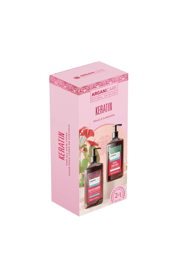 Coffret shampoing & après-shampoing réparateur & fortifiant – Kératine – 4 x 100 ml
