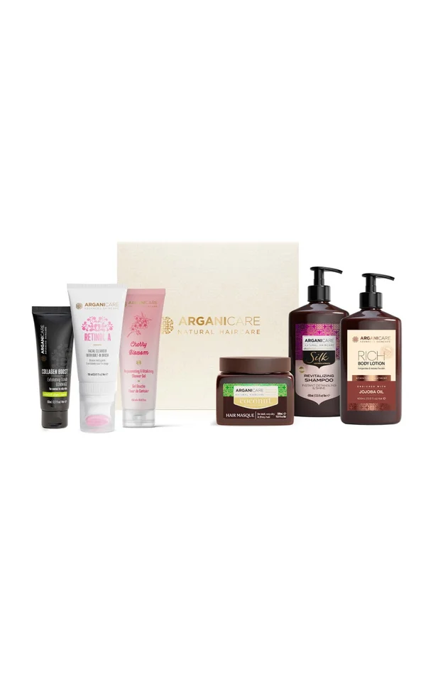 Coffret Soin Corps, Visage & Cheveux – Huile de coco & Retinol – 6 produits