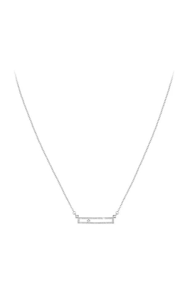 Collier – Acier inoxydable & diamant – Argenté