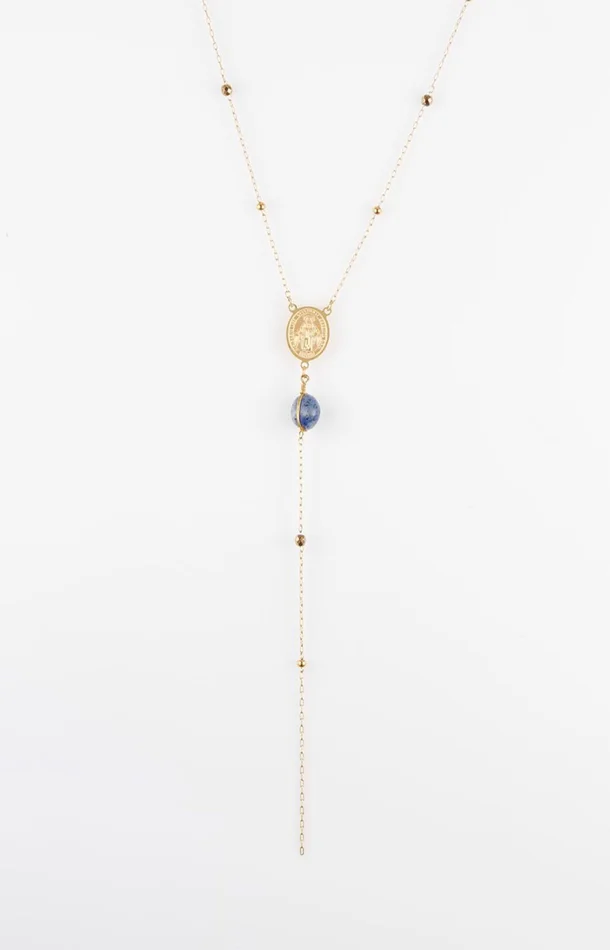 Collier – Acier inoxydable & Jaspe – Doré