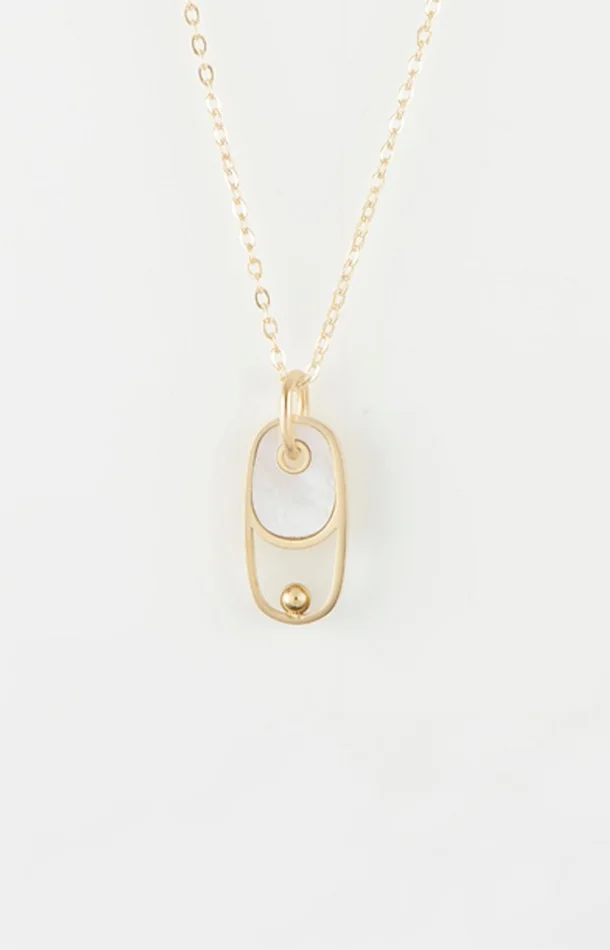 Collier – Acier inoxydable & nacre – Doré