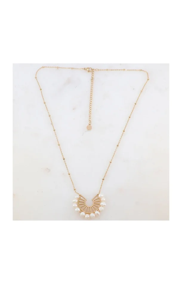 Collier – Acier inoxydable doré & perles