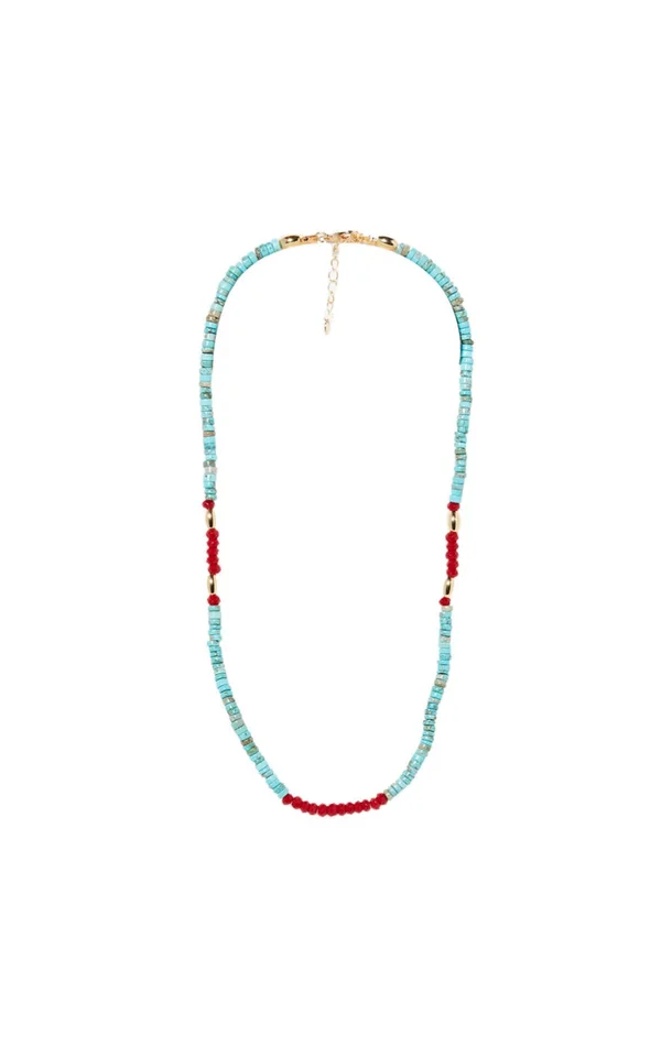 Collier – Laiton doré & turquoise