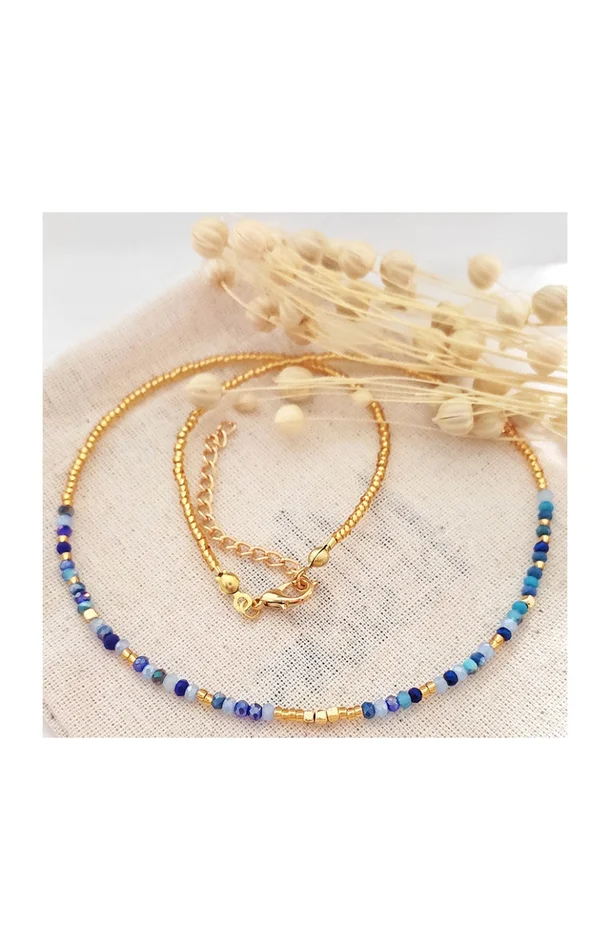 Collier – Laiton plaqué or & cristal