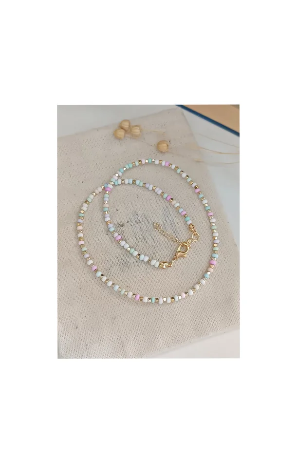 Collier – Laiton plaqué or & perles Miyuki – Multicolore pastels
