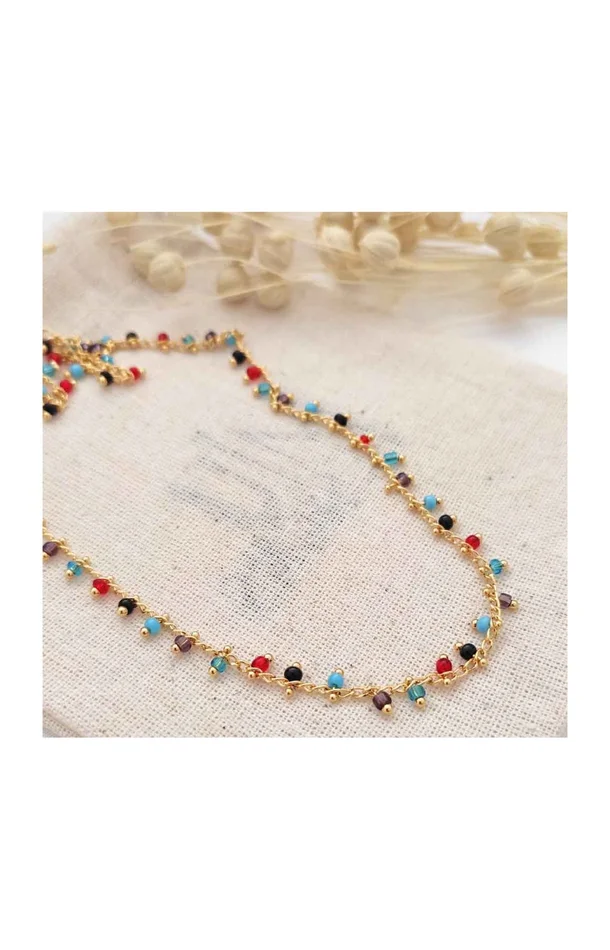 Collier – Laiton plaqué or & perles miyuki