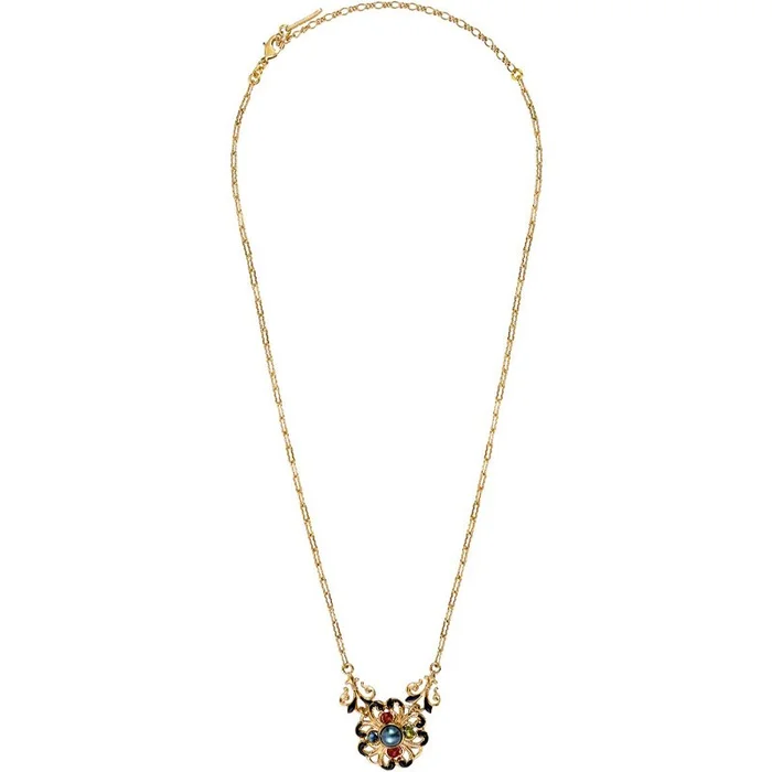 Collier Amelita – Métal doré à l’or jaune, cabochons & cristaux