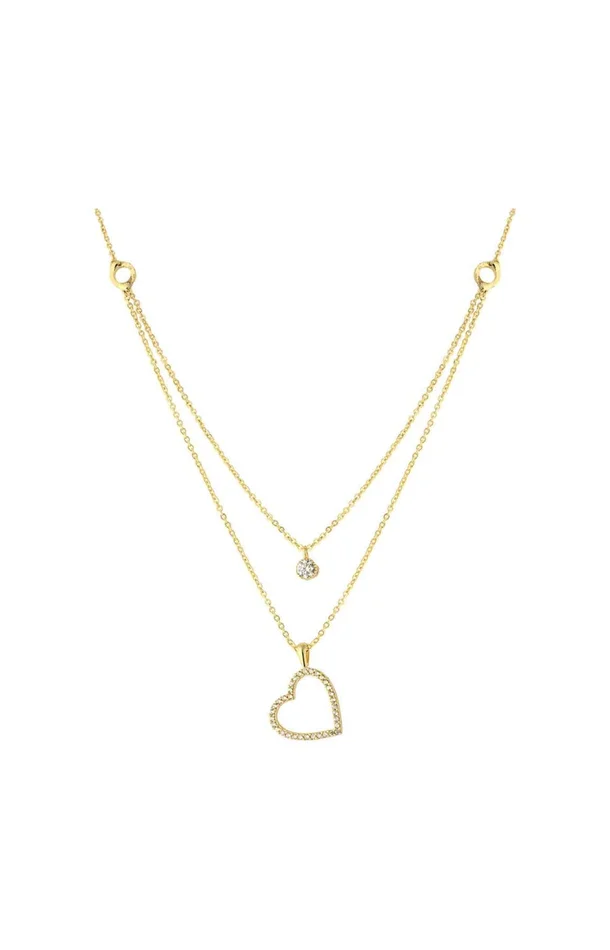 Collier coeur – Laiton plaqué or & zircons