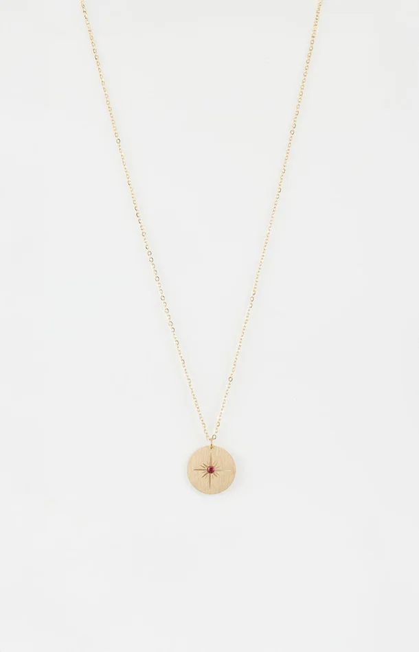 Collier court – Acier inoxydable – Doré & fuchsia