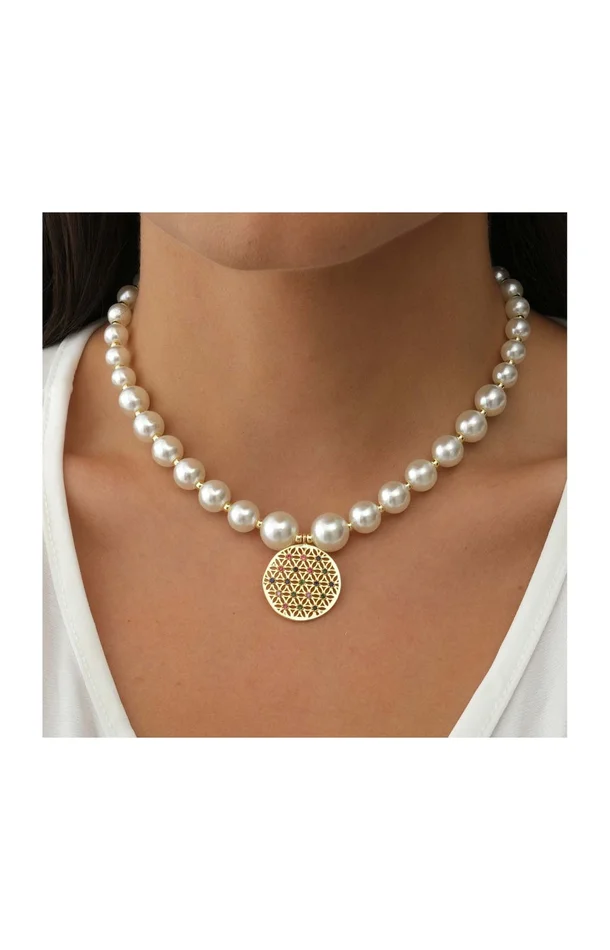 Collier de perles – Laiton plaqué or & zircons