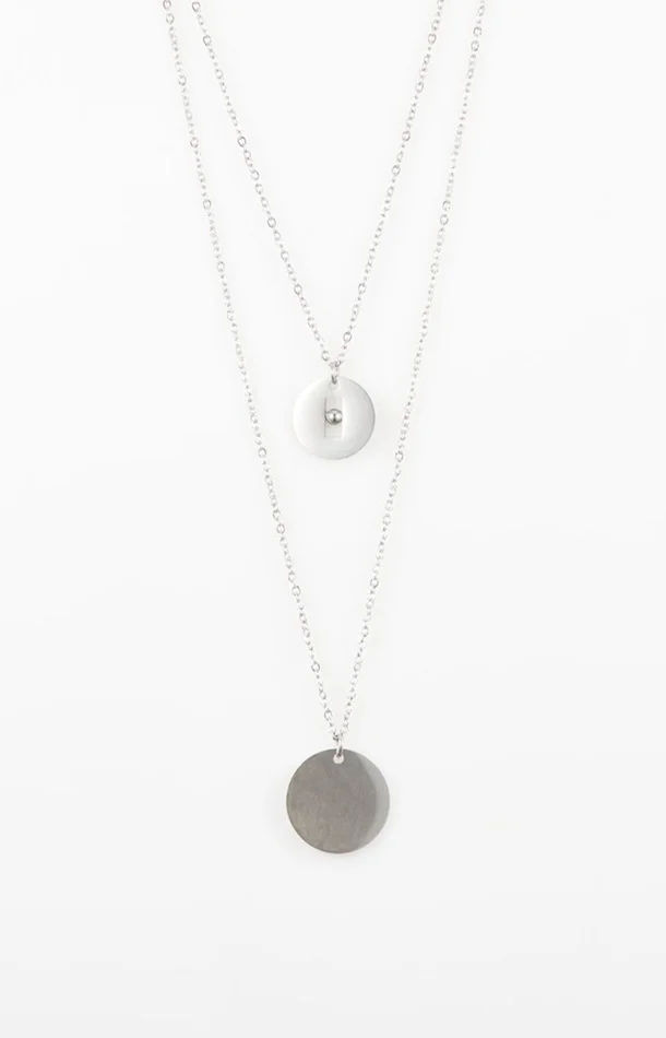 Collier double rangs – Acier inoxydable – Argenté