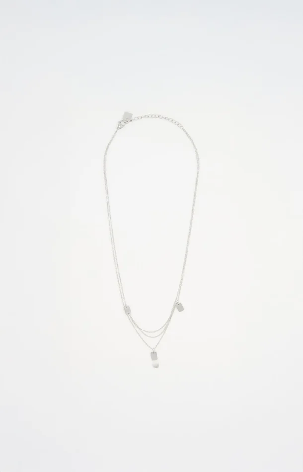 Collier multi-rangs – Acier inoxydable – Argenté