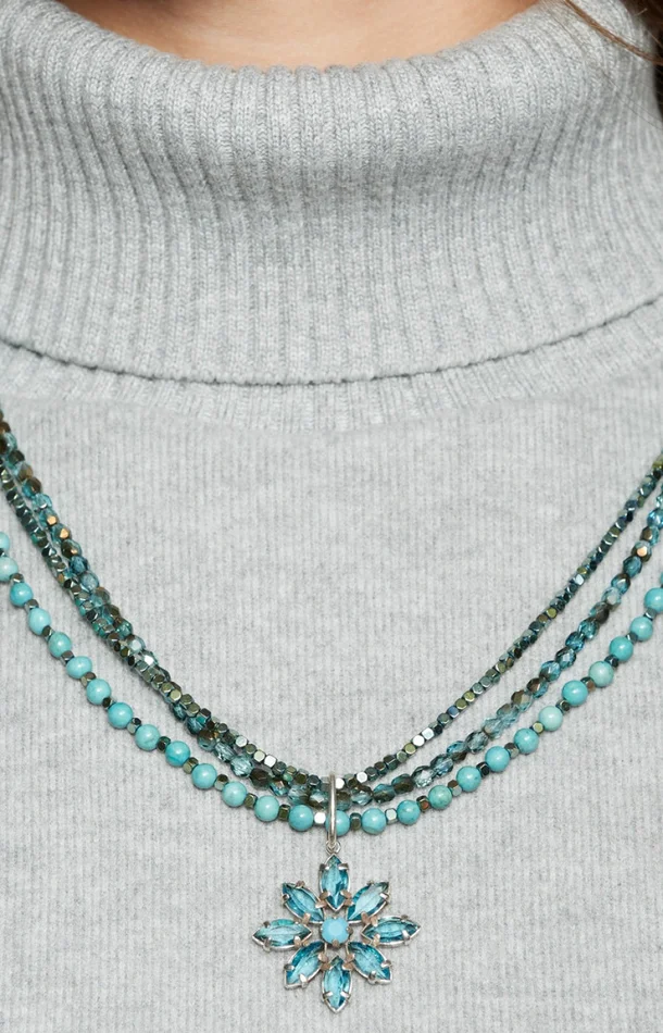 Collier Sparkles – Alliage, hématite & howlite turquoise