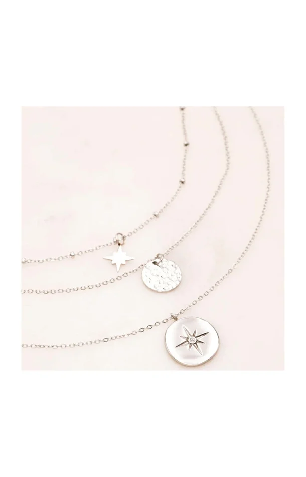 Colliers 3 rangs﻿ – Acier inoxydable & rhodium
