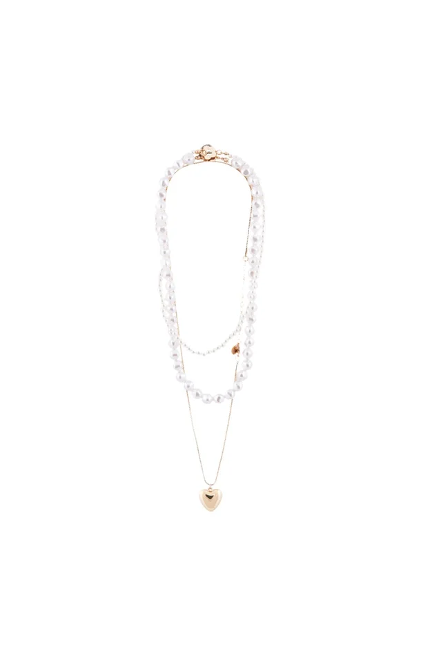 Colliers – Alliage & perle synthétique – Doré & blanc