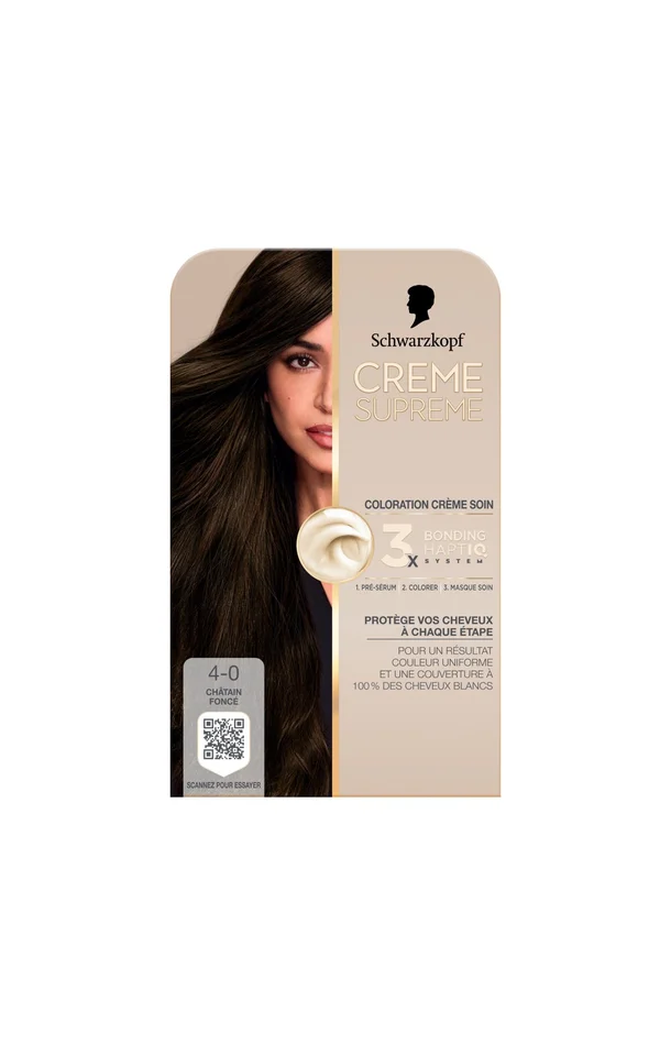Coloration – Crème supreme – 4-0 Chatain foncé