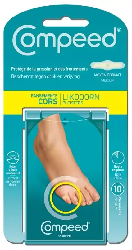 Compeed Cors Sur Les Orteils Moyen Format 10 Pansements