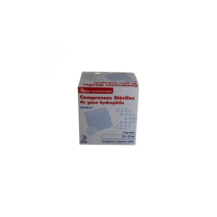 COMPRESSES STERILES DE GAZE HYDROPHILE 10X10CM X50 ARROW