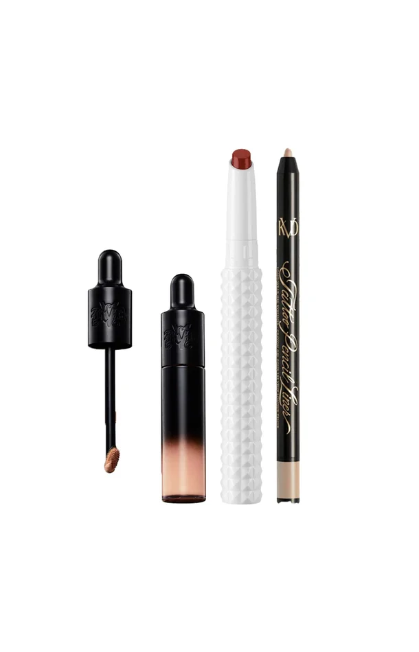 Correcteur, crayon eyeliner & rouge à lèvres – Light 122, Canvas Beige & The Female Gaze