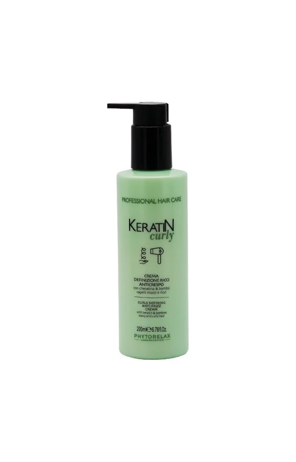 Crème anti-frisottis – Keratin Curly – Cheveux bouclés ou frisés – 200 ml