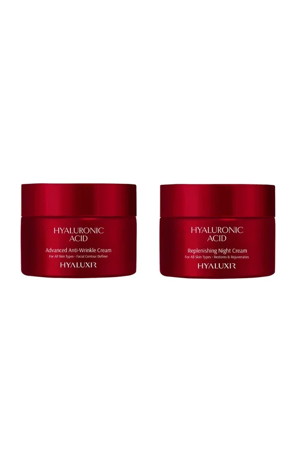 Crème anti-rides & crème de nuit régénératrice – Acide hyaluronique – Visage – 2 x 50 ml