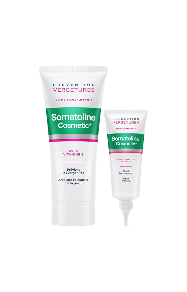 Crème assouplissante & sérum réparateur vergetures – Corps – 2 produits