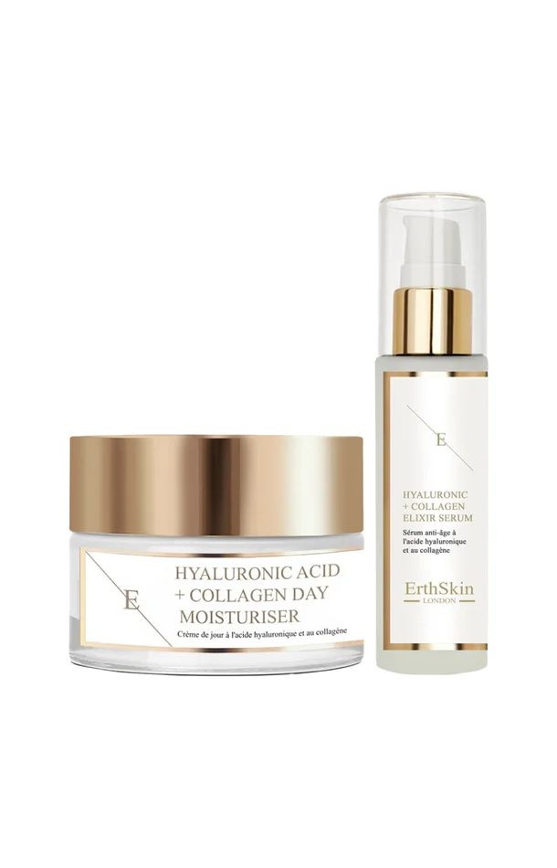 Crème de jour & sérum rajeunissants – Acide hyaluronique & collagène – Visage – 2 produits