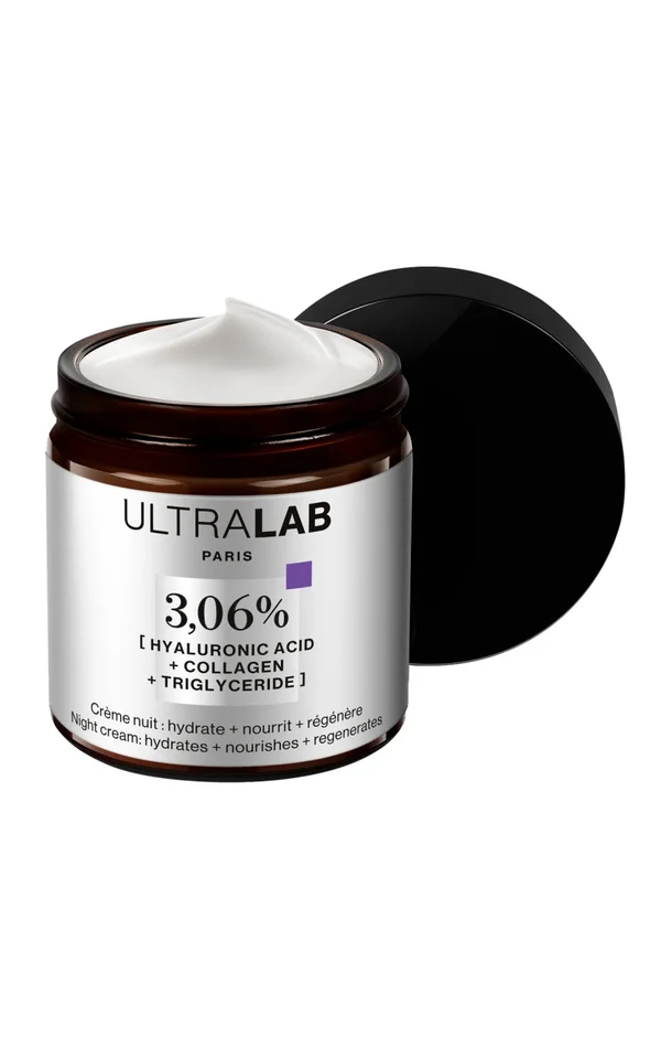 Crème de nuit – 3,06% Acide hyaluronique, collagène & triglycéride – Visage – 60 ml